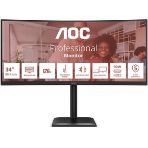 CU34E4CV - AOC CU34E4CV - 34" WQHD incurvé 1500R 21:9 4ms 120Hz VA Adaptive Sync - 2x HDMI, DP et USB-C (DP alt mode et PD 90W)