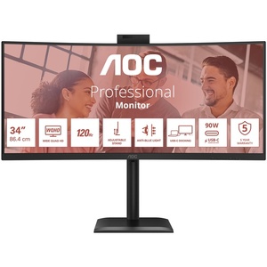 CU34E4CW - AOC CU34E4CW - 34" WQHD incurvé 1500R 21:9 4ms 120Hz VA Adap. Sync webcam - 2x HDMI, DP et USB-C (DP alt mode et PD 90W)