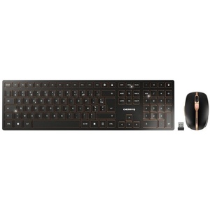 JD-9100BE-2 - Cherry DW 9100 Slim noir/bronze - Clavier et souris sans-fil et Bluetooth rechargeable AZBE