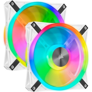 CO-9050106-WW - Corsair iCUE QL140 RGB PWM White - Pack de 2 ventilateurs 140mm blanc avec Lighting Node Core