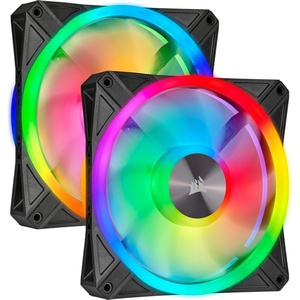 CO-9050100-WW - Corsair iCUE QL140 RGB PWM - Pack de 2 ventilateurs 140mm noir avec Lighting Node Core